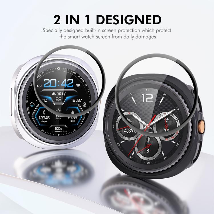 For Samsung Galaxy Watch8 Classic 46mm ENKAY Hat-Prince  2 in 1 Solid Color PC Watch Cover with Full Coverage PMMA Soft Film