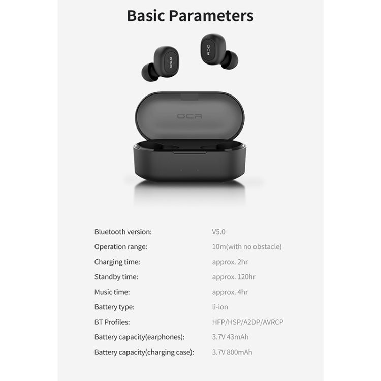 QCY T2C TWS Bluetooth 5.0 Dual Microphone Wireless Sports Earphone with Charging Box
