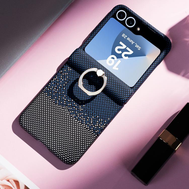 For Samsung Galaxy Z Flip6 5G Rainbow Plaid Shell-Film Integrated Shockproof Phone Case