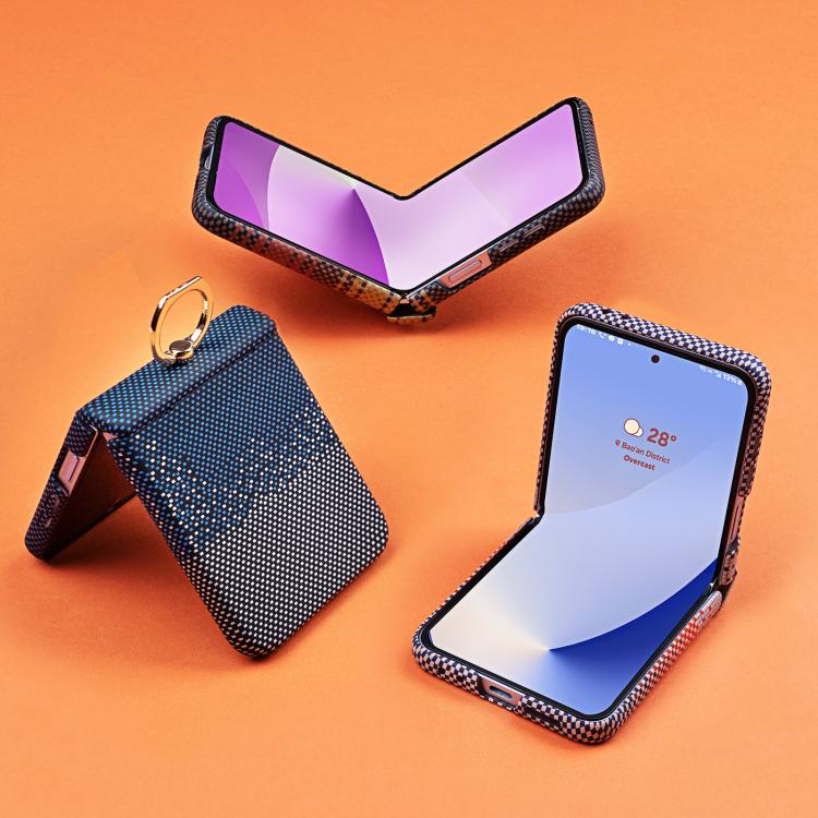 For Samsung Galaxy Z Flip5 5G Rainbow Plaid Shell-Film Integrated Shockproof Phone Case
