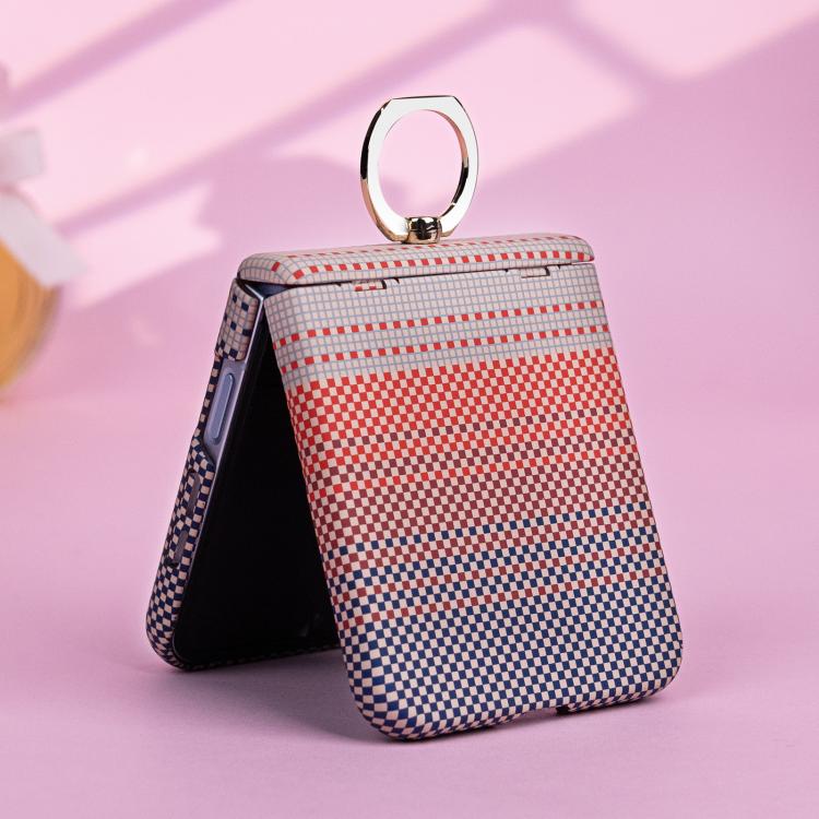 For Samsung Galaxy Z Flip5 5G Rainbow Plaid Shell-Film Integrated Shockproof Phone Case
