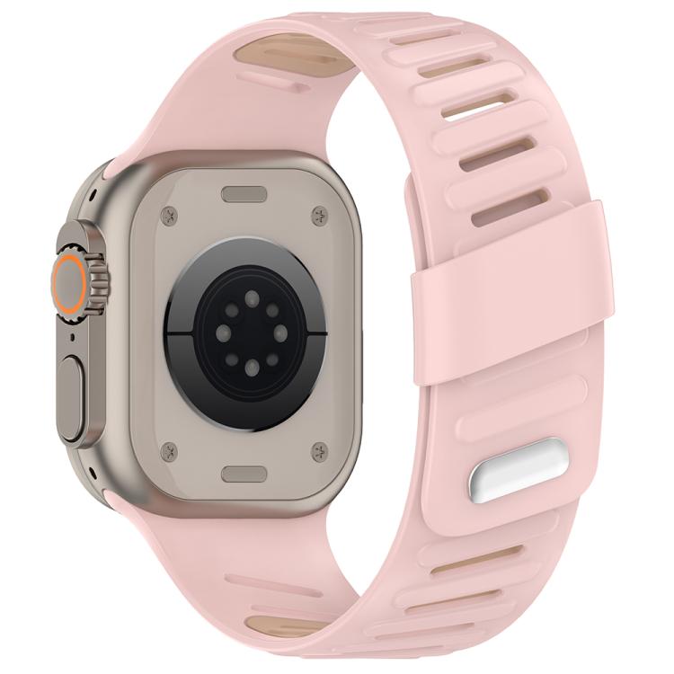 For Apple Watch 46mm / 49mm / 45mm / 44mm Oblique Buckle Breathable Two-Color Silicone Watch Band