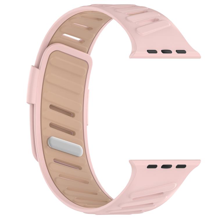 For Apple Watch 46mm / 49mm / 45mm / 44mm Oblique Buckle Breathable Two-Color Silicone Watch Band