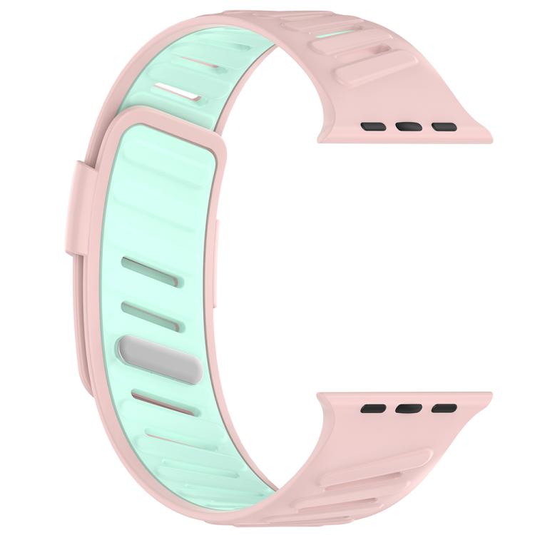 For Apple Watch 46mm / 49mm / 45mm / 44mm Oblique Buckle Breathable Two-Color Silicone Watch Band