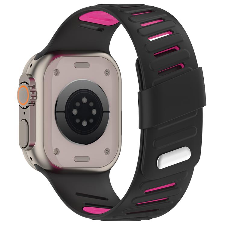For Apple Watch 46mm / 49mm / 45mm / 44mm Oblique Buckle Breathable Two-Color Silicone Watch Band