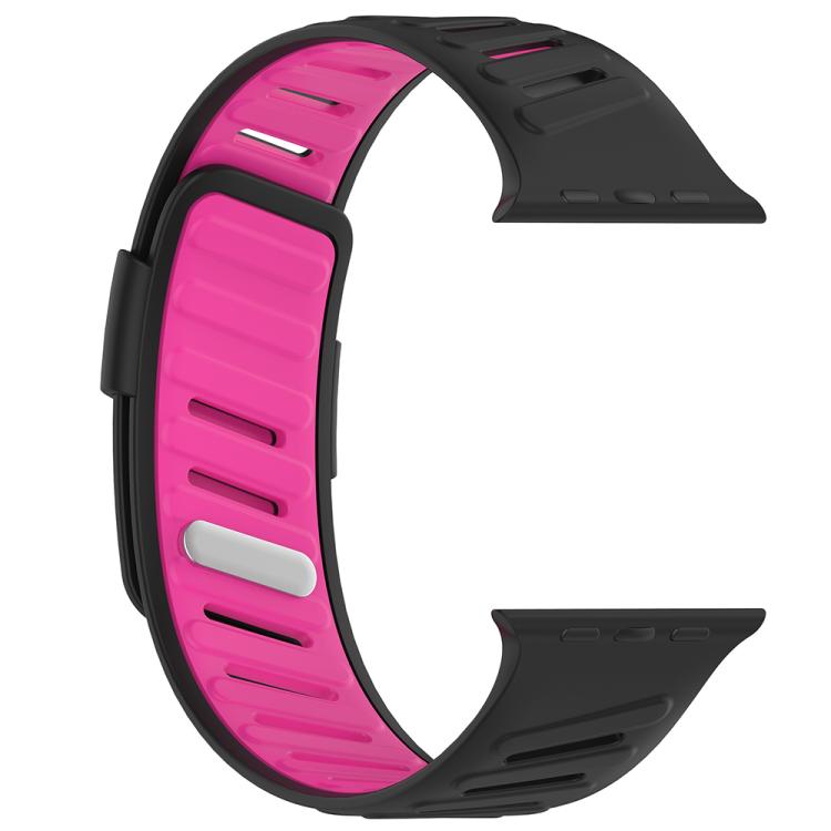 For Apple Watch 46mm / 49mm / 45mm / 44mm Oblique Buckle Breathable Two-Color Silicone Watch Band