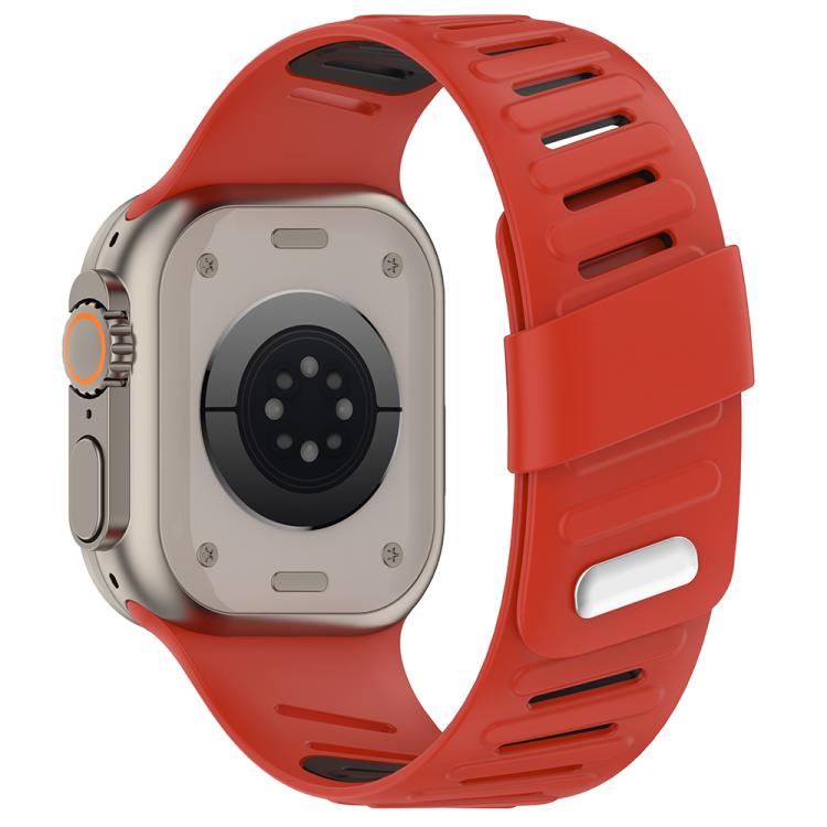 For Apple Watch 46mm / 49mm / 45mm / 44mm Oblique Buckle Breathable Two-Color Silicone Watch Band