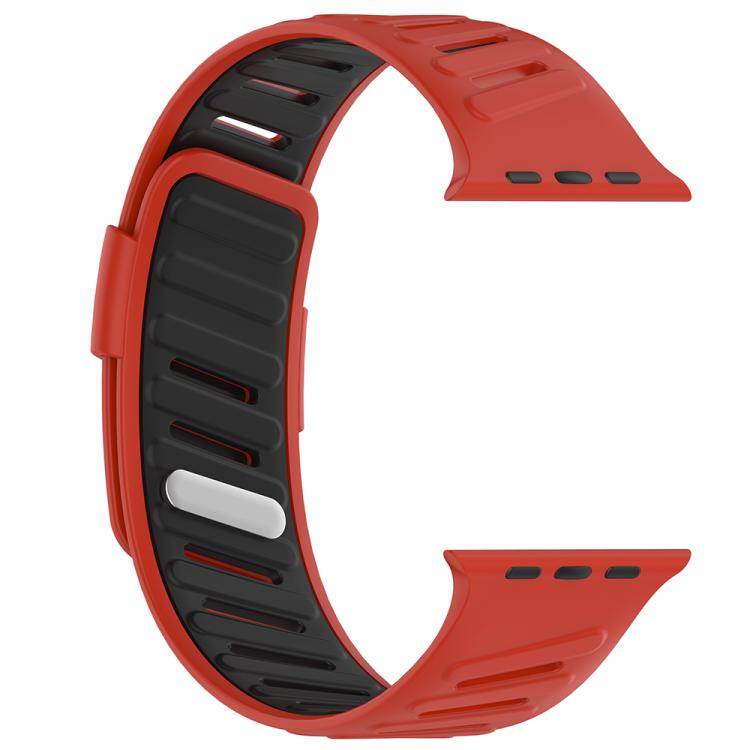 For Apple Watch 46mm / 49mm / 45mm / 44mm Oblique Buckle Breathable Two-Color Silicone Watch Band
