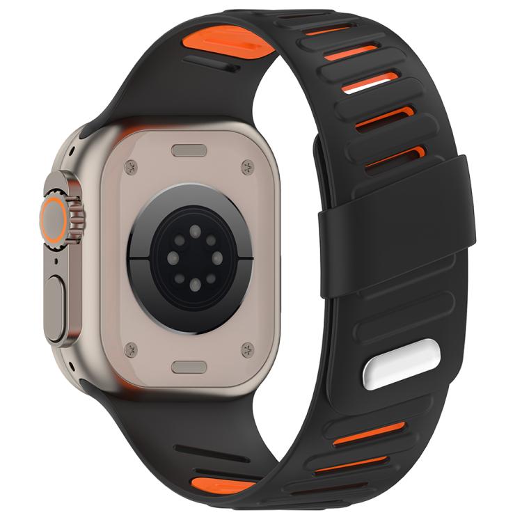 For Apple Watch 46mm / 49mm / 45mm / 44mm Oblique Buckle Breathable Two-Color Silicone Watch Band