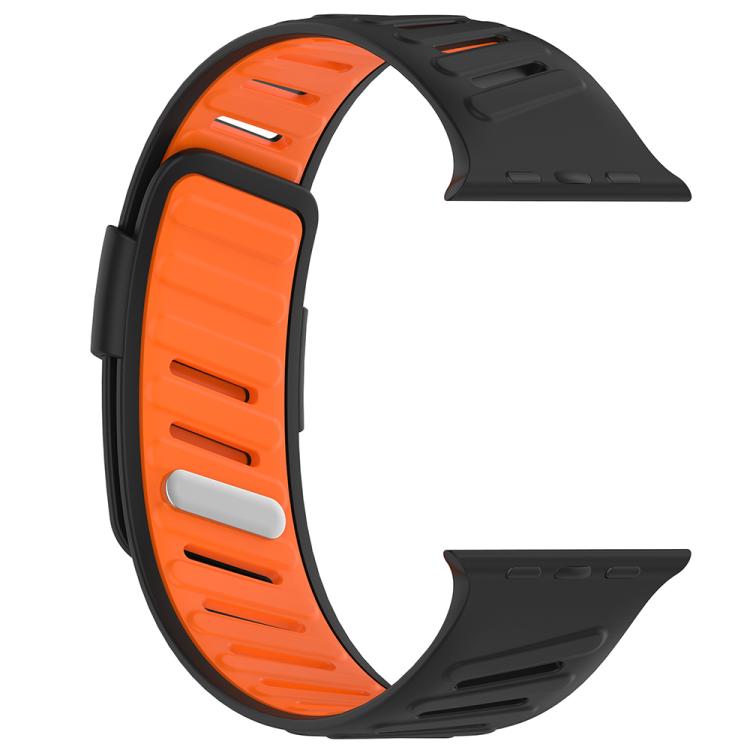 For Apple Watch 46mm / 49mm / 45mm / 44mm Oblique Buckle Breathable Two-Color Silicone Watch Band