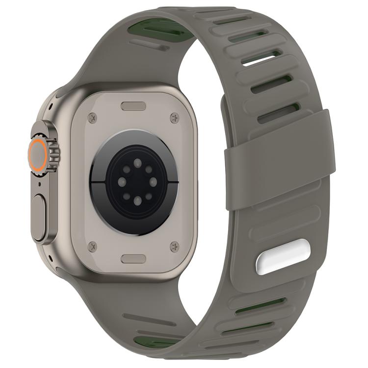 For Apple Watch 46mm / 49mm / 45mm / 44mm Oblique Buckle Breathable Two-Color Silicone Watch Band