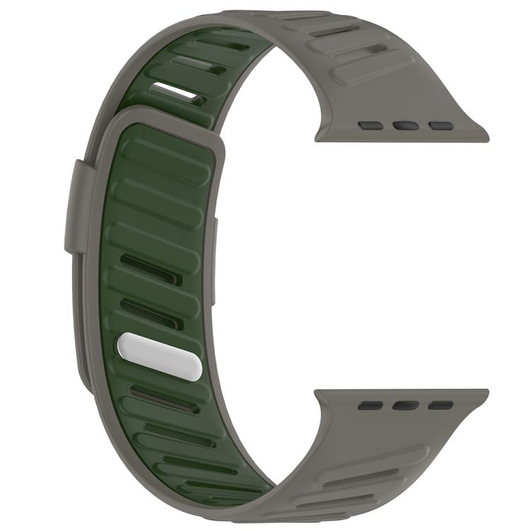 For Apple Watch 46mm / 49mm / 45mm / 44mm Oblique Buckle Breathable Two-Color Silicone Watch Band