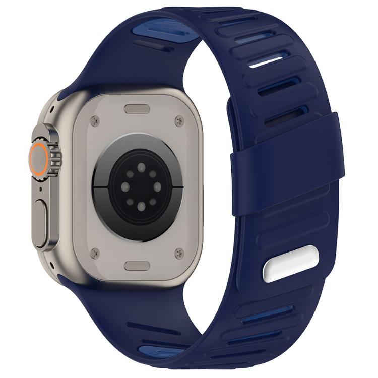 For Apple Watch 46mm / 49mm / 45mm / 44mm Oblique Buckle Breathable Two-Color Silicone Watch Band