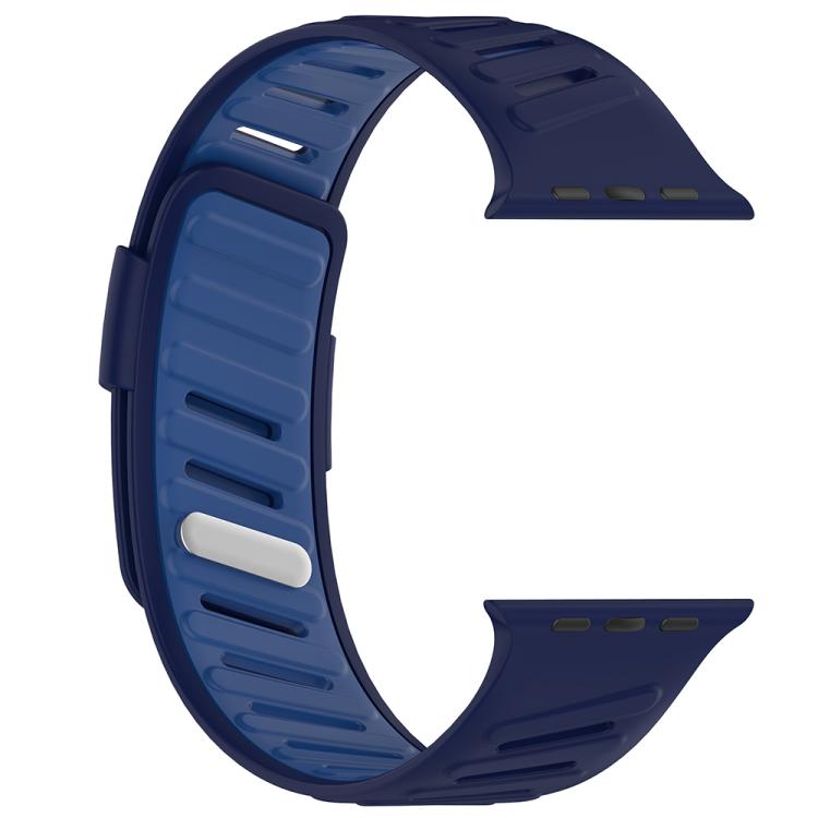 For Apple Watch 46mm / 49mm / 45mm / 44mm Oblique Buckle Breathable Two-Color Silicone Watch Band