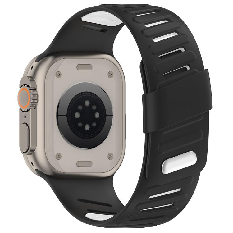 For Apple Watch 46mm / 49mm / 45mm / 44mm Oblique Buckle Breathable Two-Color Silicone Watch Band