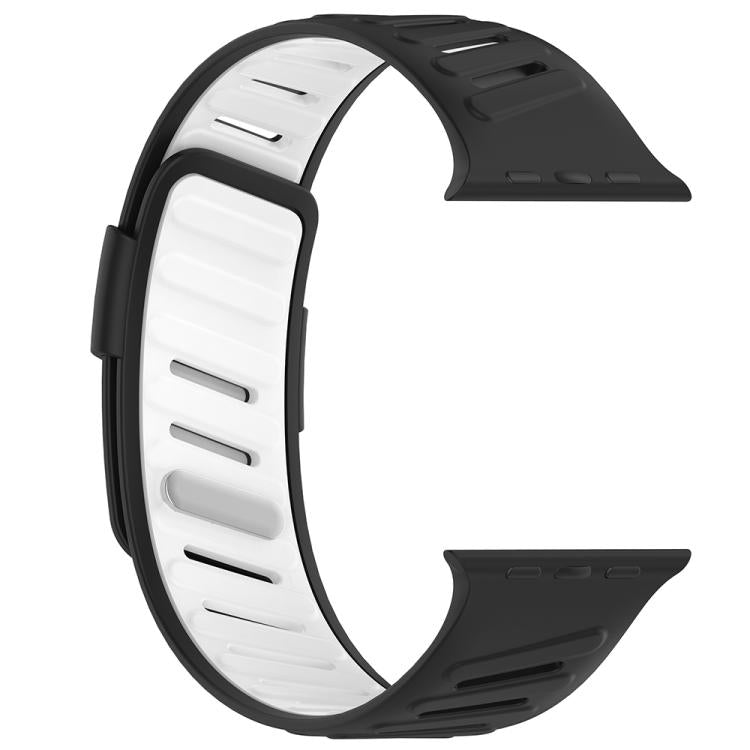 For Apple Watch 46mm / 49mm / 45mm / 44mm Oblique Buckle Breathable Two-Color Silicone Watch Band