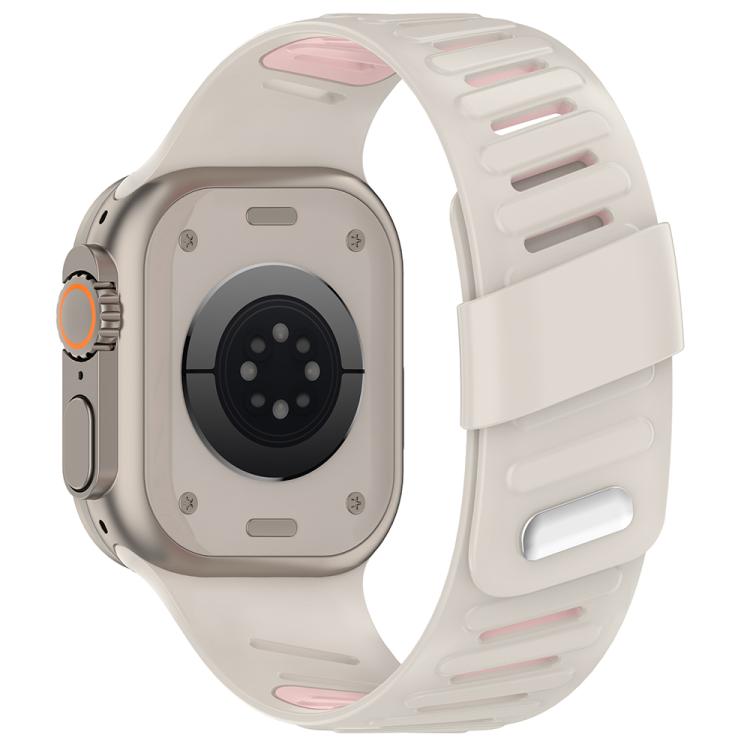 For Apple Watch 46mm / 49mm / 45mm / 44mm Oblique Buckle Breathable Two-Color Silicone Watch Band