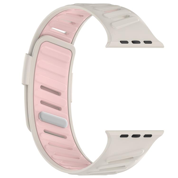 For Apple Watch 46mm / 49mm / 45mm / 44mm Oblique Buckle Breathable Two-Color Silicone Watch Band