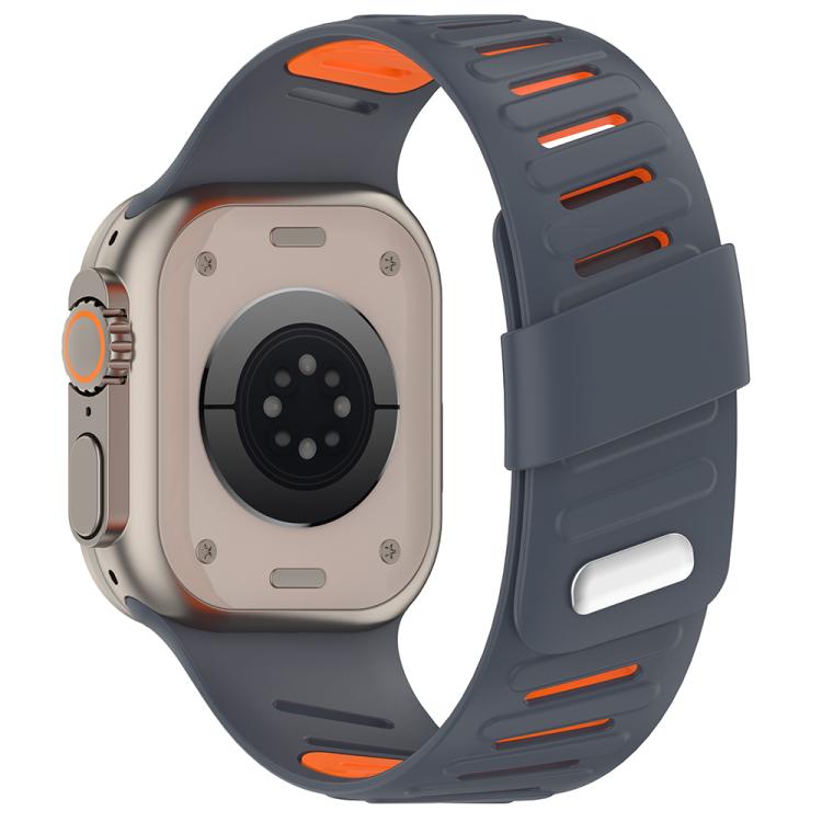For Apple Watch 46mm / 49mm / 45mm / 44mm Oblique Buckle Breathable Two-Color Silicone Watch Band