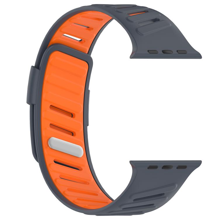 For Apple Watch 46mm / 49mm / 45mm / 44mm Oblique Buckle Breathable Two-Color Silicone Watch Band