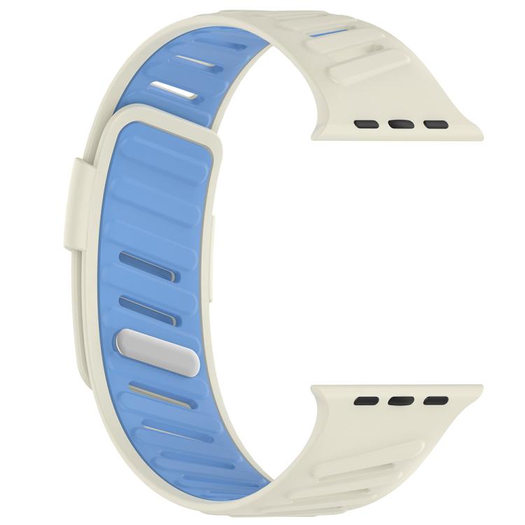 For Apple Watch 46mm / 49mm / 45mm / 44mm Oblique Buckle Breathable Two-Color Silicone Watch Band