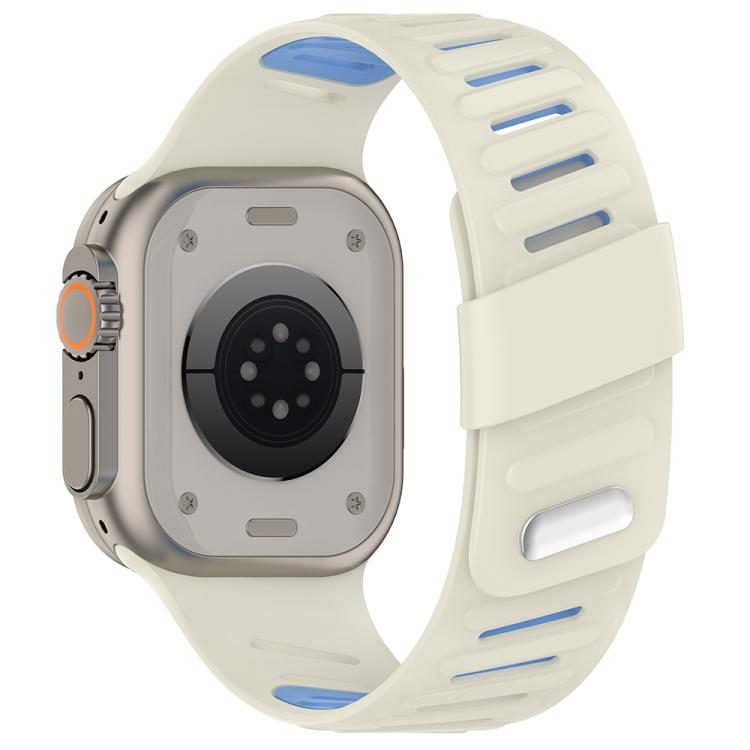 For Apple Watch 46mm / 49mm / 45mm / 44mm Oblique Buckle Breathable Two-Color Silicone Watch Band