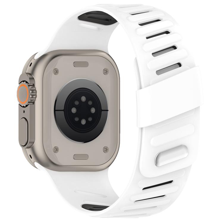 For Apple Watch 46mm / 49mm / 45mm / 44mm Oblique Buckle Breathable Two-Color Silicone Watch Band