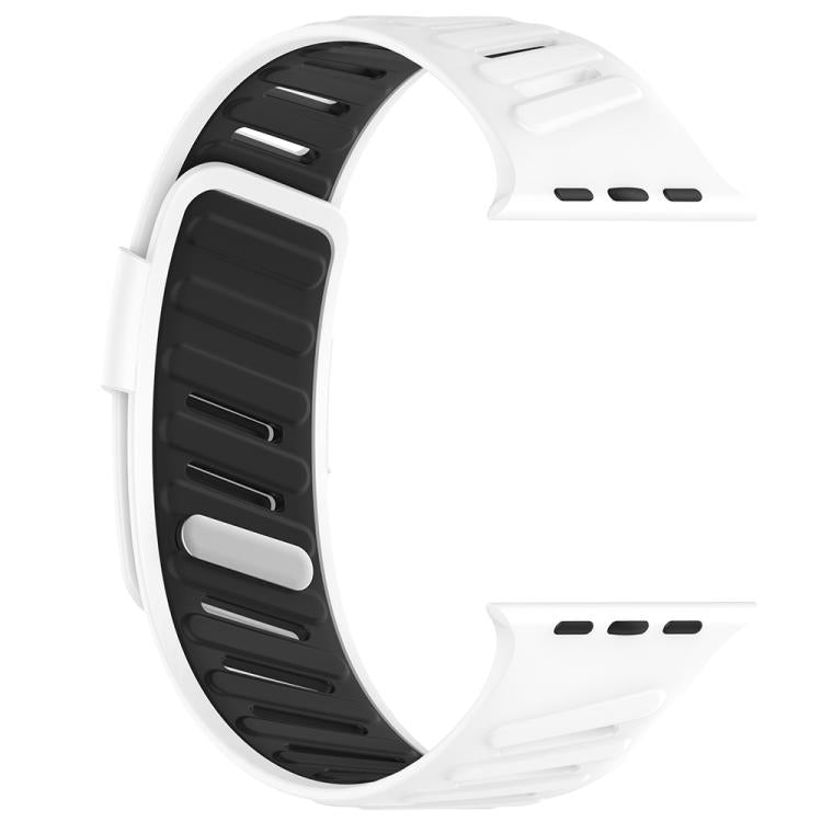 For Apple Watch 46mm / 49mm / 45mm / 44mm Oblique Buckle Breathable Two-Color Silicone Watch Band