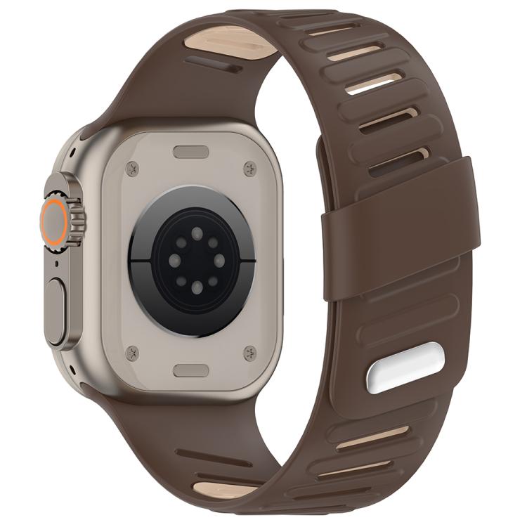 For Apple Watch 46mm / 49mm / 45mm / 44mm Oblique Buckle Breathable Two-Color Silicone Watch Band