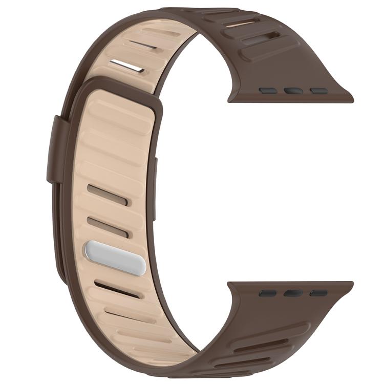 For Apple Watch 46mm / 49mm / 45mm / 44mm Oblique Buckle Breathable Two-Color Silicone Watch Band