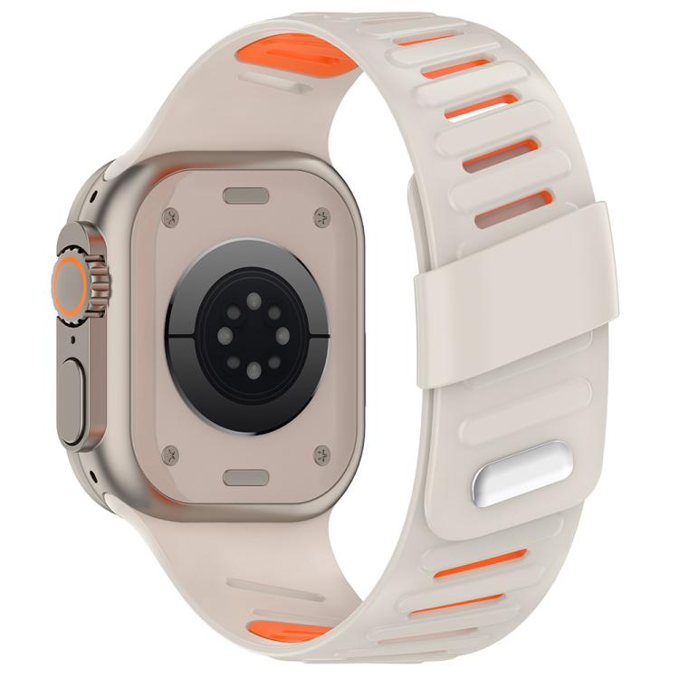 For Apple Watch 46mm / 49mm / 45mm / 44mm Oblique Buckle Breathable Two-Color Silicone Watch Band