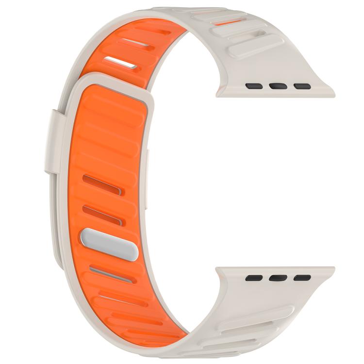 For Apple Watch 46mm / 49mm / 45mm / 44mm Oblique Buckle Breathable Two-Color Silicone Watch Band