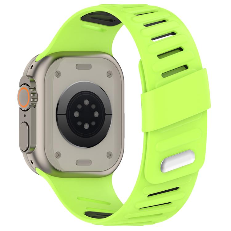 For Apple Watch 46mm / 49mm / 45mm / 44mm Oblique Buckle Breathable Two-Color Silicone Watch Band