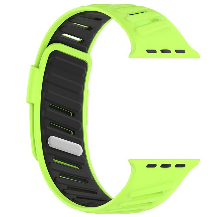 For Apple Watch 46mm / 49mm / 45mm / 44mm Oblique Buckle Breathable Two-Color Silicone Watch Band