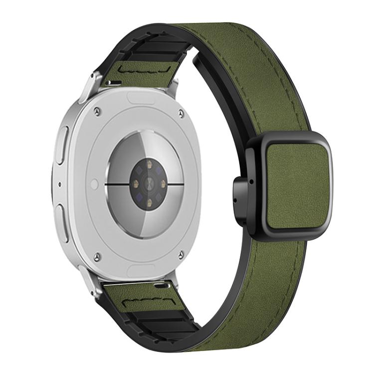 For Samsung Galaxy Watch8 / Watch8 Classic Square Magnetic Buckle Leather Skin Silicone Watch Band