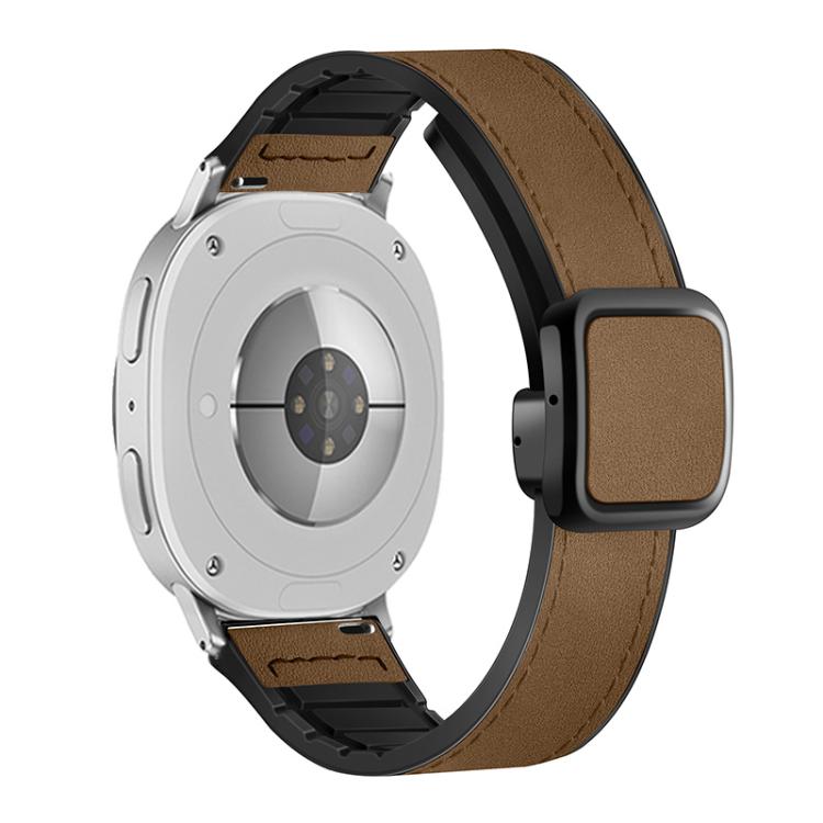 For Samsung Galaxy Watch8 / Watch8 Classic Square Magnetic Buckle Leather Skin Silicone Watch Band