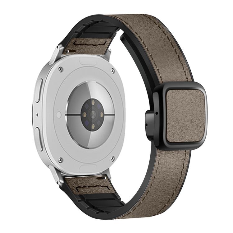 For Samsung Galaxy Watch8 / Watch8 Classic Square Magnetic Buckle Leather Skin Silicone Watch Band