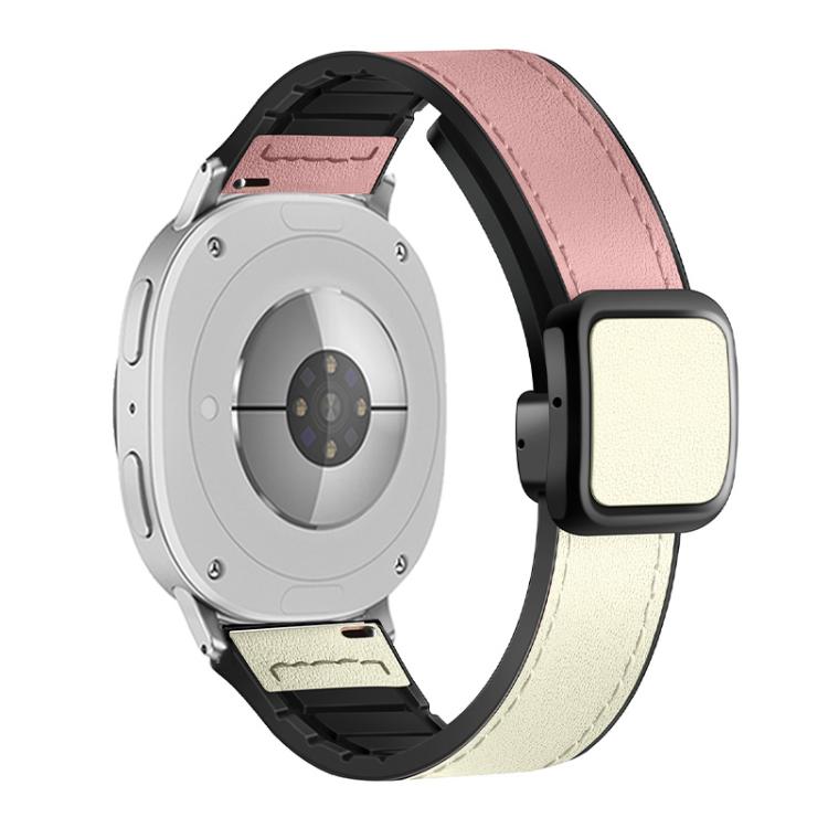 For Samsung Galaxy Watch8 / Watch8 Classic Square Magnetic Buckle Leather Skin Silicone Watch Band