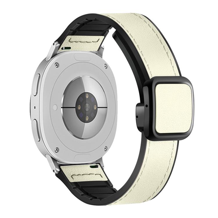 For Samsung Galaxy Watch8 / Watch8 Classic Square Magnetic Buckle Leather Skin Silicone Watch Band