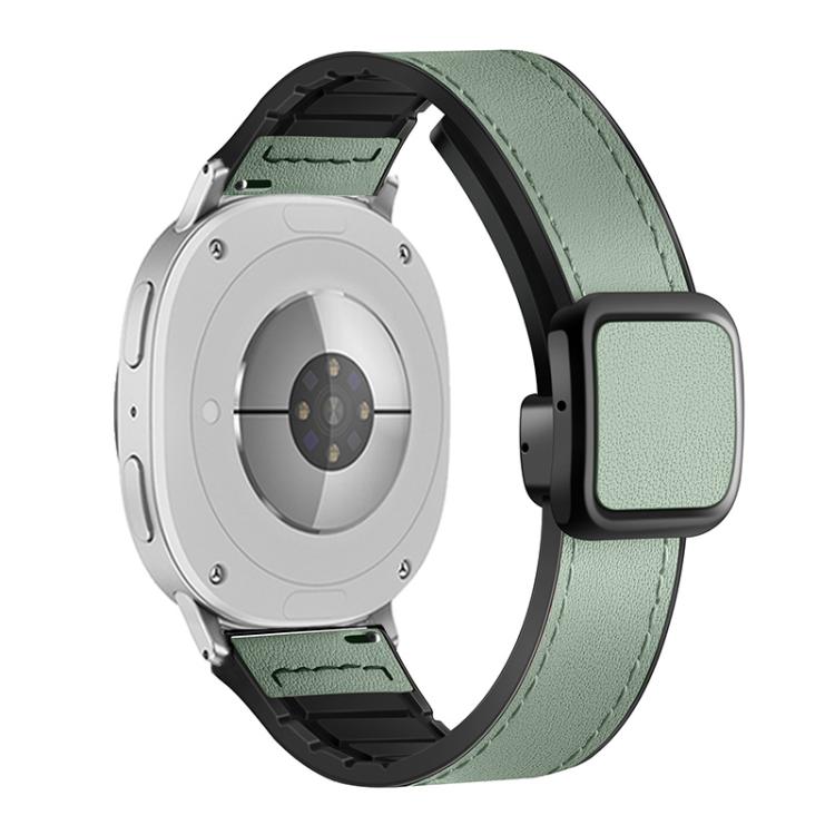 For Samsung Galaxy Watch8 / Watch8 Classic Square Magnetic Buckle Leather Skin Silicone Watch Band