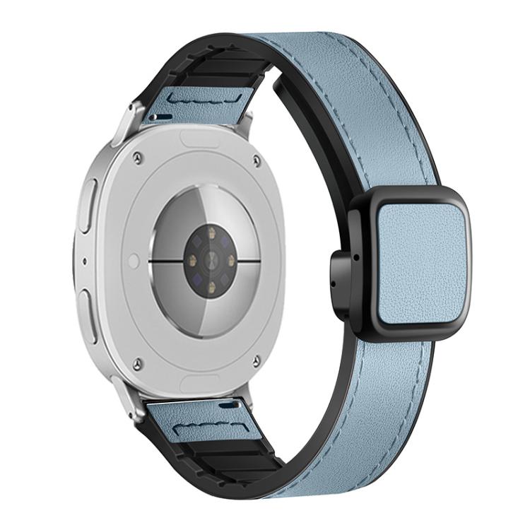 For Samsung Galaxy Watch8 / Watch8 Classic Square Magnetic Buckle Leather Skin Silicone Watch Band
