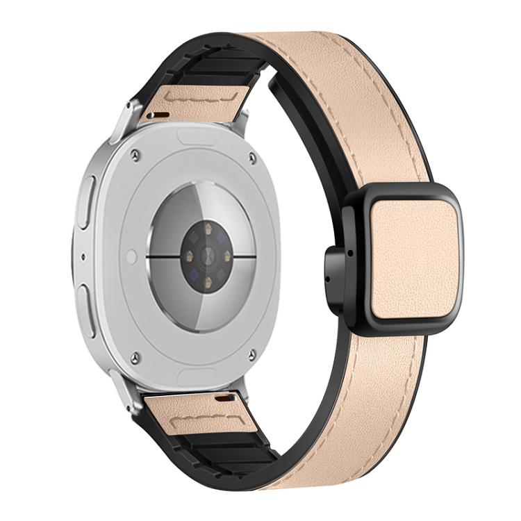 For Samsung Galaxy Watch8 / Watch8 Classic Square Magnetic Buckle Leather Skin Silicone Watch Band