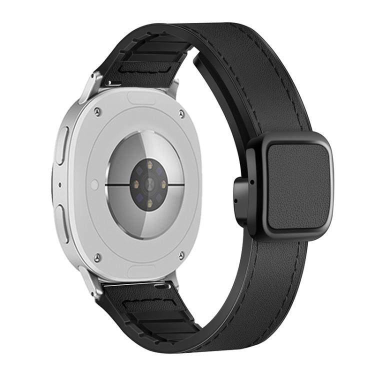 For Samsung Galaxy Watch8 / Watch8 Classic Square Magnetic Buckle Leather Skin Silicone Watch Band