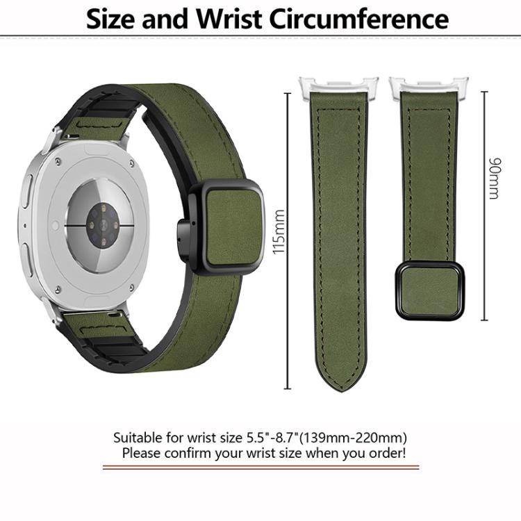 For Samsung Galaxy Watch8 / Watch8 Classic Square Magnetic Buckle Leather Skin Silicone Watch Band
