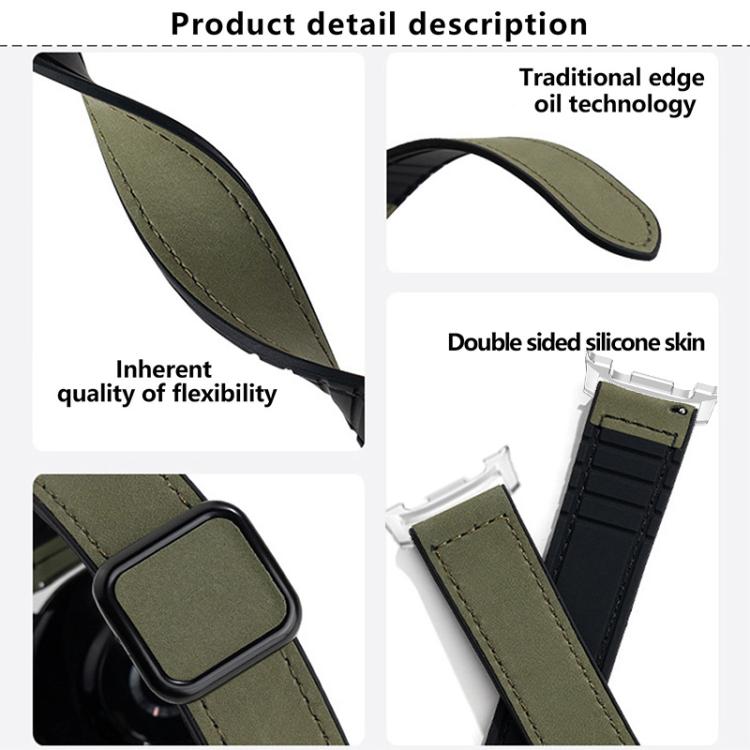 For Samsung Galaxy Watch8 / Watch8 Classic Square Magnetic Buckle Leather Skin Silicone Watch Band