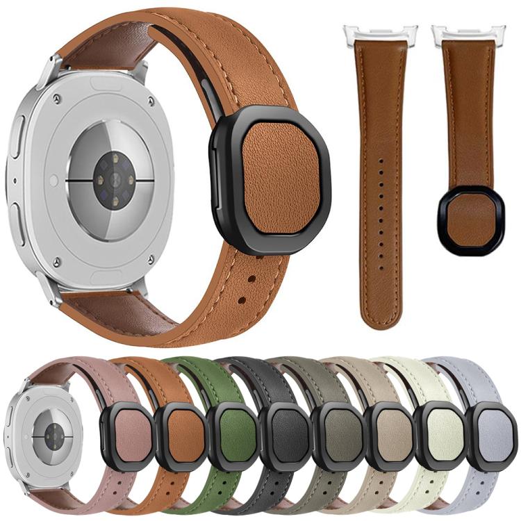 For Samsung Galaxy Watch8 / Watch8 Classic Magnetic Fold Genuine Buckle Leather Watch Band