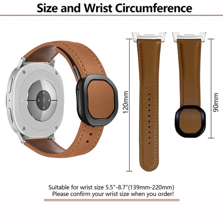 For Samsung Galaxy Watch8 / Watch8 Classic Magnetic Fold Genuine Buckle Leather Watch Band