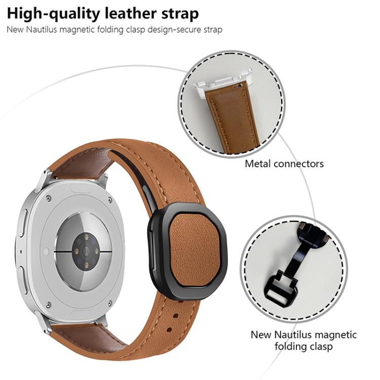 For Samsung Galaxy Watch8 / Watch8 Classic Magnetic Fold Genuine Buckle Leather Watch Band