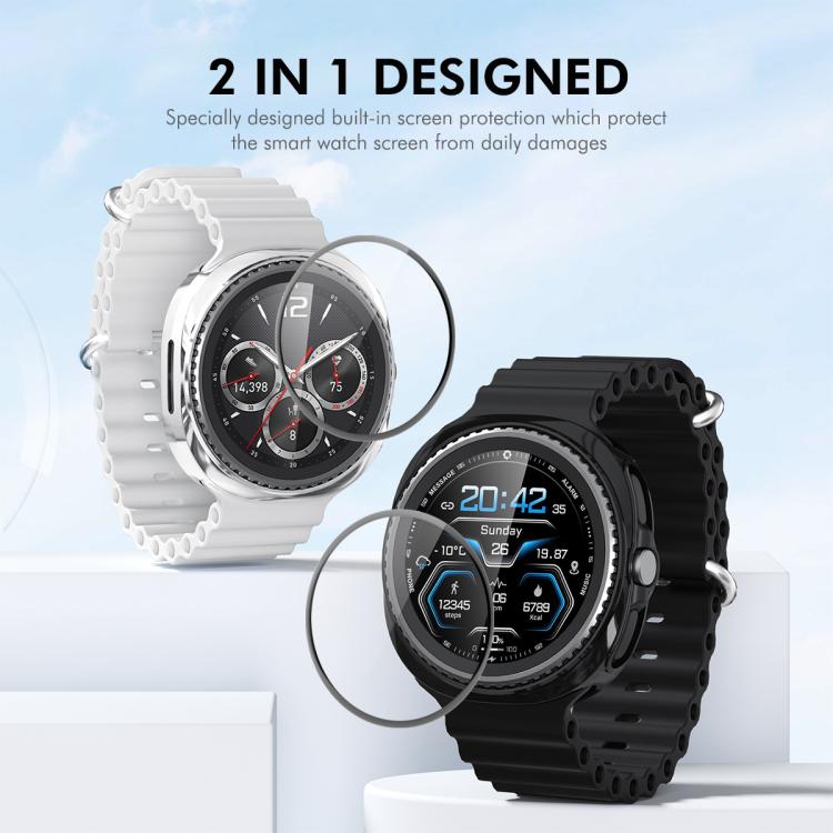 For Samsung Galaxy Watch8 Classic 46mm ENKAY Hat-Prince 2 in 1 Electroplated Soft TPU Cover with Full Coverage PMMA Soft Film