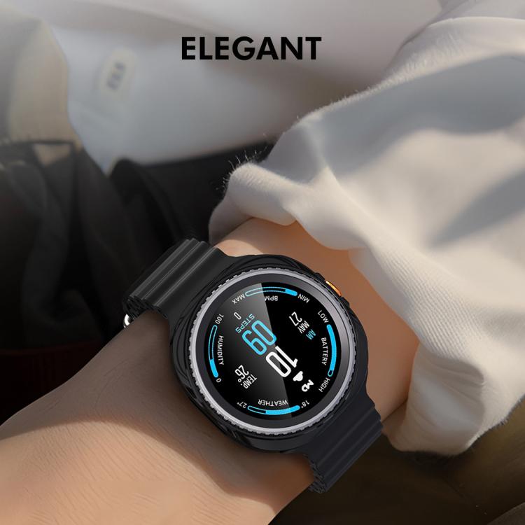 For Samsung Galaxy Watch8 Classic 46mm ENKAY Hat-Prince 2 in 1 Electroplated Soft TPU Cover with Full Coverage PMMA Soft Film
